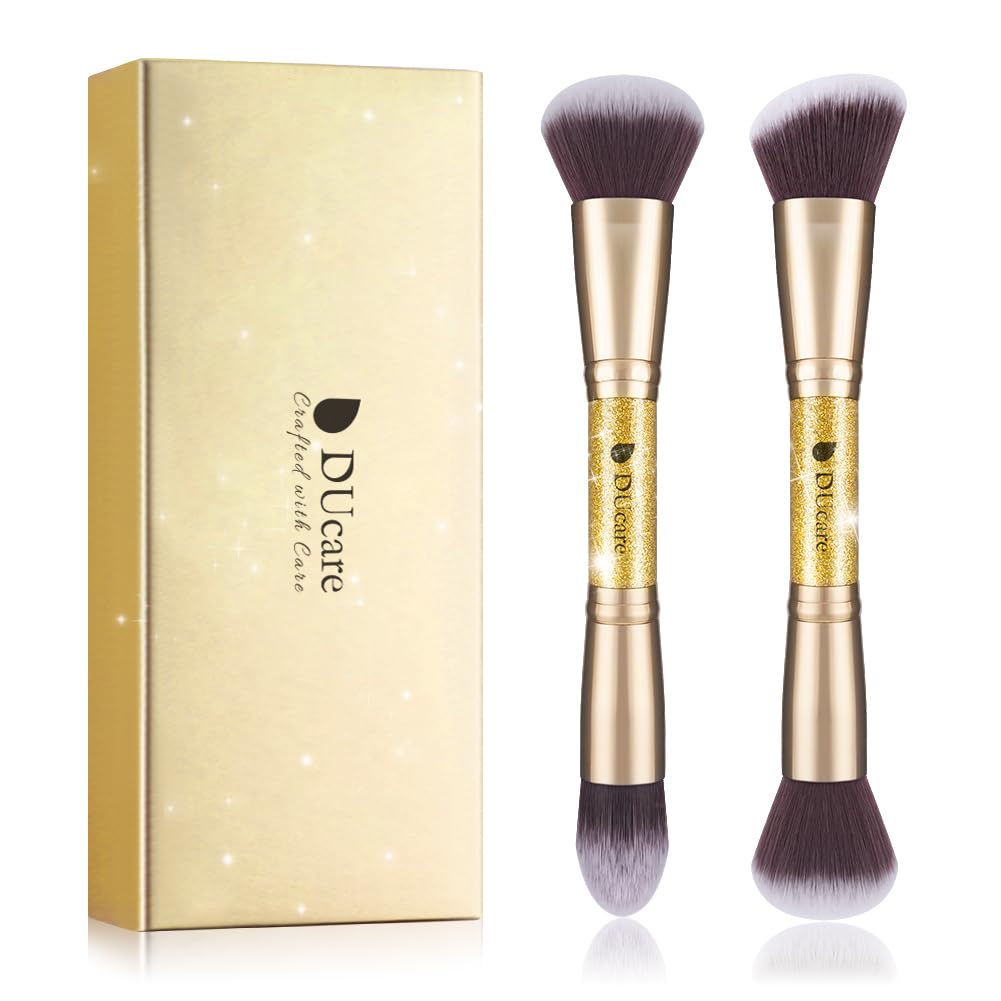 DUcare Makeup Brushes Duo End Foundation Powder Buffer and Contour Brush Synthetic Cosmetic Tools 2Pcs Beauty & Personal Care DUcare