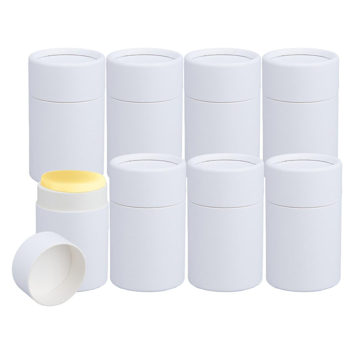 NICENEEDED 8 Pcs White Paperboard Lip Balm Tubes, 2.5 Oz Refillable Paper Lipstick Tube, Round Cardboard Empty Lip Gloss Container Solid Perfume Tube Beauty and Personal Care NICENEEDED