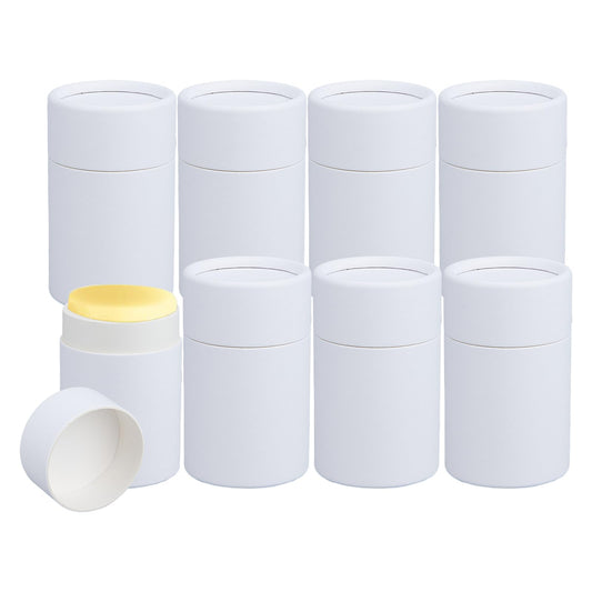 NICENEEDED 8 Pcs White Paperboard Lip Balm Tubes, 2.5 Oz Refillable Paper Lipstick Tube, Round Cardboard Empty Lip Gloss Container Solid Perfume Tube Beauty and Personal Care NICENEEDED