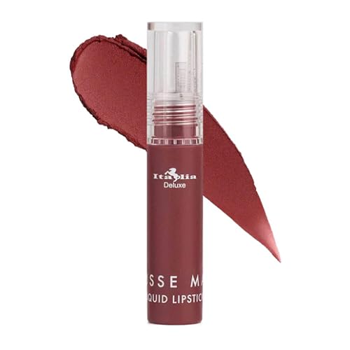Italia Deluxe Pick 1 Mousse Matte Liquid Lipstick Comfortable Velvet Finish & Zipper Bag (190-11 : COGNAC, Full Size) Beauty & Personal Care Italia Deluxe