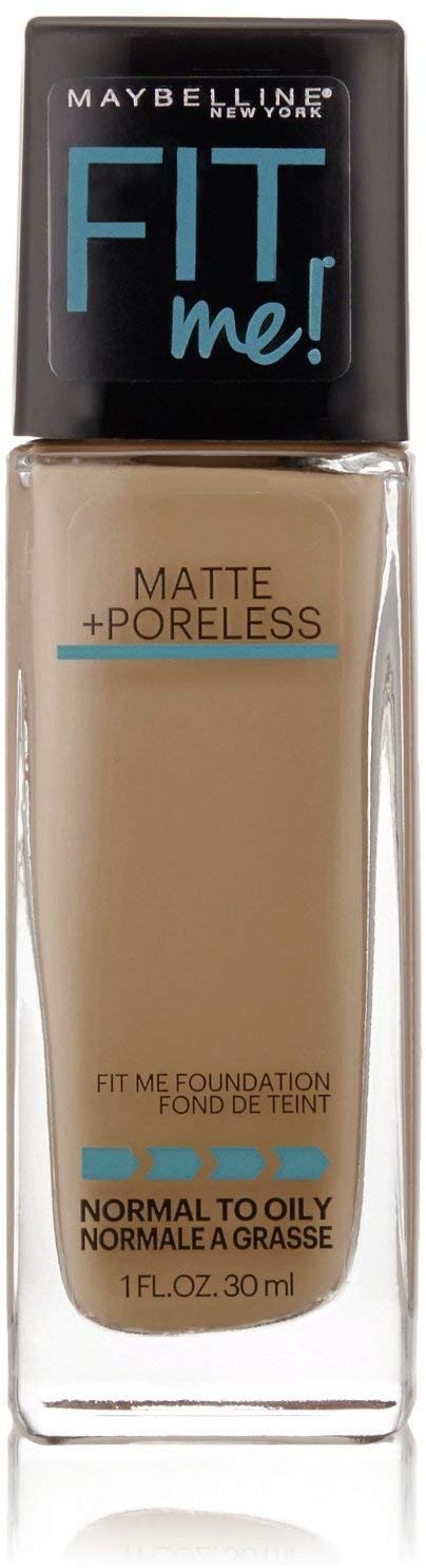 Maybelline New York Fit Me! Matte + Poreless Foundation, Warm Nude [128] 1 oz (Pack of 4)