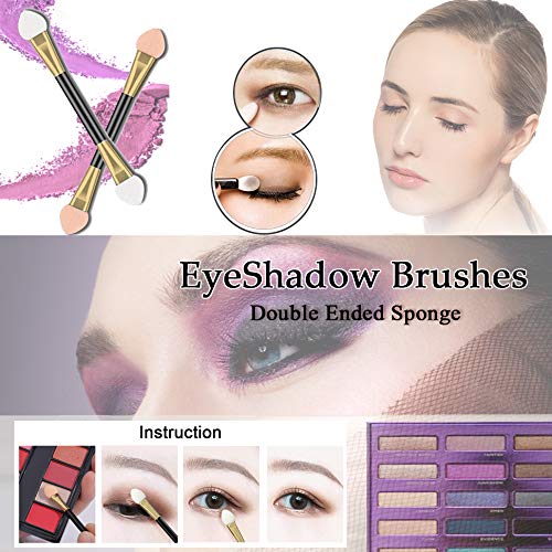 GTVIA 50 Pack Double-end Eye Shadow Brush, Disposable Double Sided Eyeshadow Brush Makeup Applicators Beauty Kit (Gold) Beauty & Personal Care GTVIA