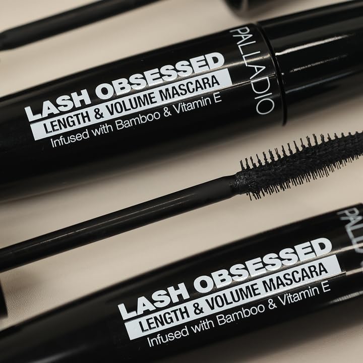 Palladio Lash Obsessed Mascara, Extreme Definition Lengthening Mascara, Amplifies Volume & Fullness, Evenly Coats Lashes, Lucious Length, Natural Beauty & Personal Care Palladio