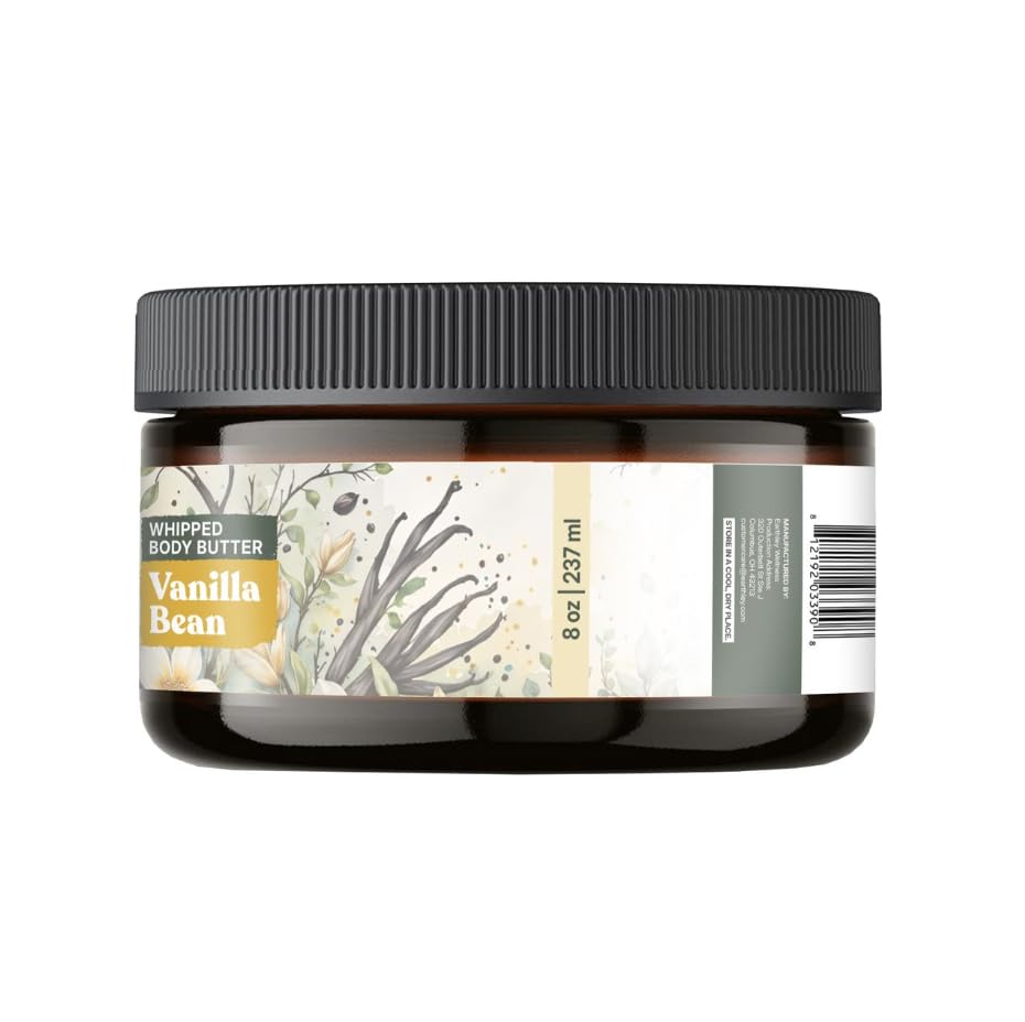 Earthley Wellness Whipped Body Butter Vanilla, Natural Body Butter with Mango Butter & Apricot Oil, Nourishing Skin Butter for Dry Skin Beauty & Personal Care Earthley Wellness
