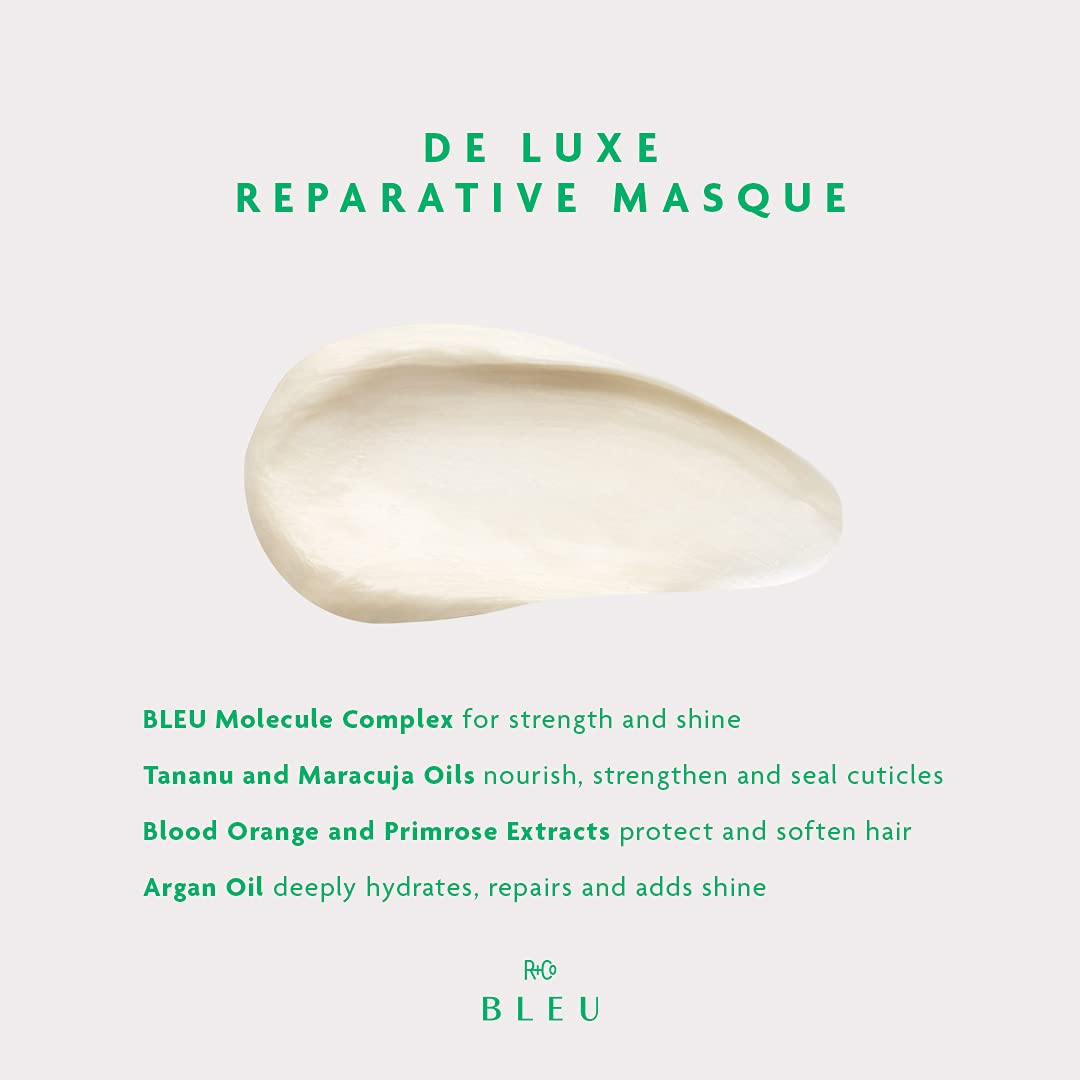 R+Co BLEU De Luxe Reparative Masque - Restores Texture, Strength, and Shine to Dry, Damaged Hair, Hydrates, Calms, Smoothes, Seals Cuticles, Mends Beauty & Personal Care R+Co
