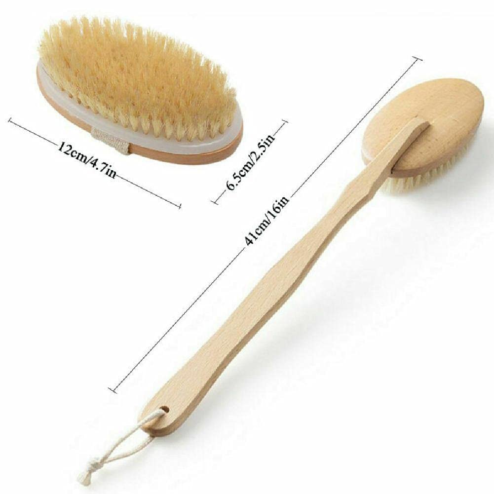 DAGIJIRD Comfortable Bristle Wooden Long-Handled Bath Shower Body Back Dry Skin Cleaning Tool Spa Scrubber Brush Beauty and Personal Care DAGIJIRD