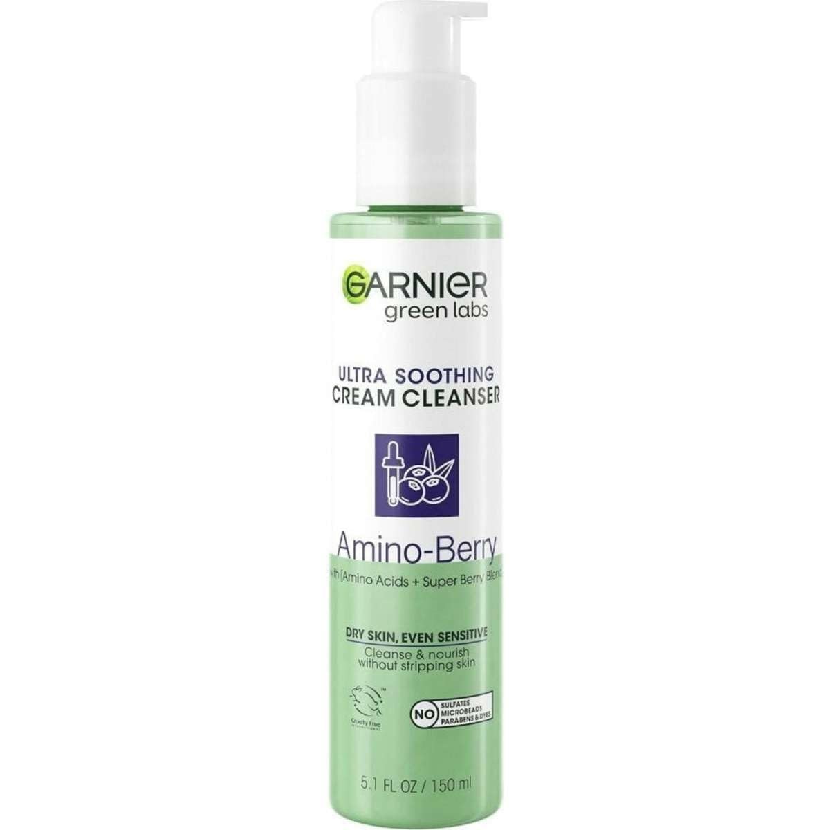 Garnier Green Labs Amino-Berry Soft Gentle Facial Cream Cleanser Hydrates and Soothes Skin, 5.07 fl oz Beauty & Personal Care Garnier