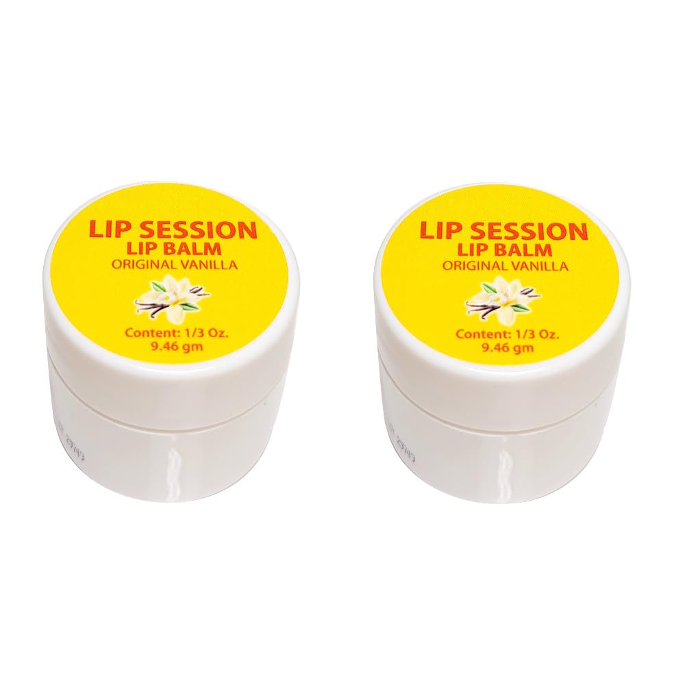 Lip Session Lip Balm Vanilla Original Flavor .33 Oz. Jars with Vitamin E & Cocoa Butter - Moisturizes & Soothes Dry, Cracked, or Chapped Lips (2 Pack) Beauty and Personal Care E. Burnham