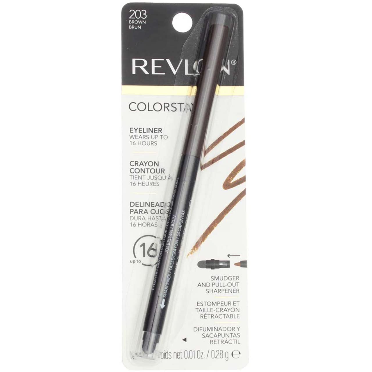 Revlon ColorStay Eyeliner Pencil, Brown [203], 0.01 oz (Pack of 2) Beauty & Personal Care REVLON
