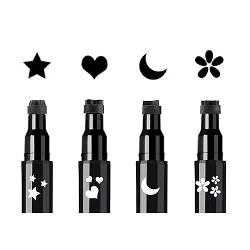 Face Stamp & Eyeliner Set, 4 PCs Black Shape Stamps and Felt Eye Liners, Dual ended 2-in-1 Eye Makeup Pen Beauty & Personal Care Linble