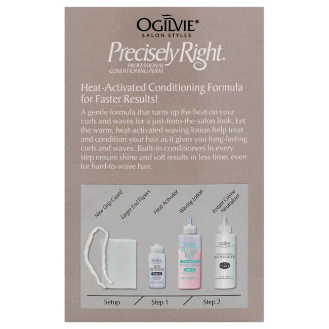 Ogilvie Salon Styles Precisely Right Professional Conditioning Home Perm Kit for Men & Women - For Normal or Hard-to-wave Hair - Heat-activated