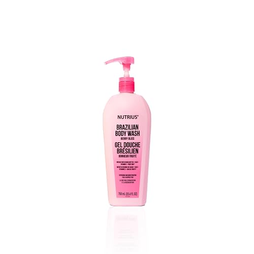 Nutrius Brazilian Body Wash for Dry Skin, Berry Bliss Scent, Moisturizing Body Wash with Cupuacu Butter & Acai Oil, Gentle Daily Cleanser, Paraben Beauty & Personal Care Nutrius