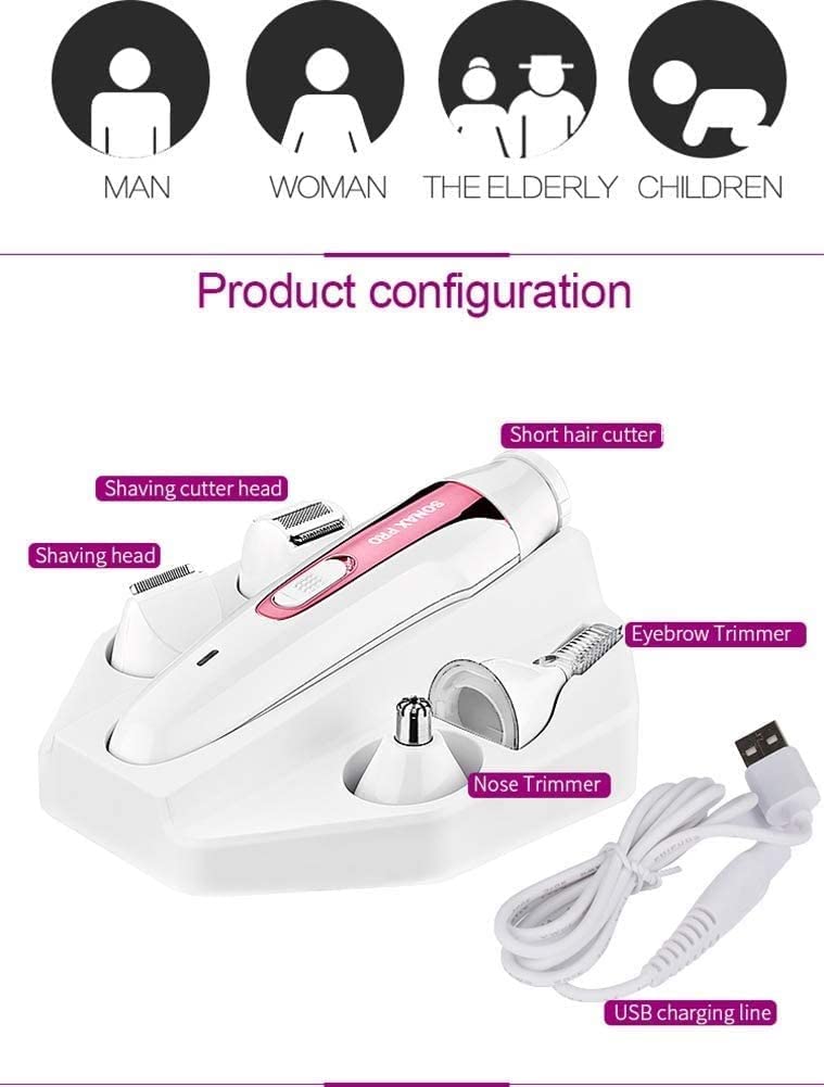 LEONYS 5 in 1 Electric Epilator Set Includes A Shaving Device for Private Parts, A Pubic Shaving Knife for The Armpits, A Knife for Cutting Beauty and Personal Care LEONYS