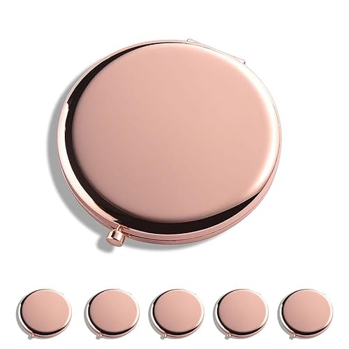 WOOYALIN Magnifying Compact Double-Sided 1X/2X Round Pocket Handheld Travel Makeup Portable Pocket Mirror Rose Glod 5PCS Beauty & Personal Care WOOYALIN