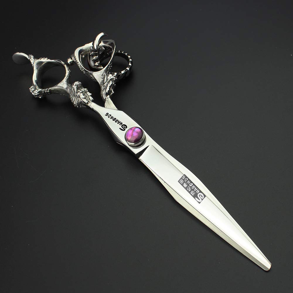 7 inch barber scissors,purple diamond barber scissors(7 Inch Flat-AA)