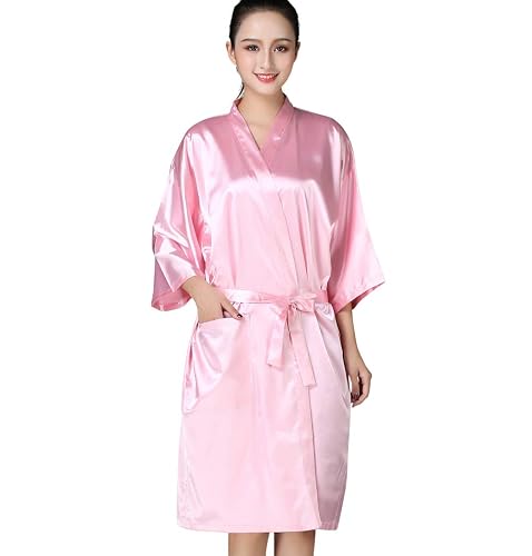 KAHOT Salon Client Gown Robe Cape Imitation Silk Hair Color Barber Smock Kimono Style Hairdressing Dress Beauty SPA Hotel Bathrobe Guest Clothes Beauty & Personal Care KAHOT