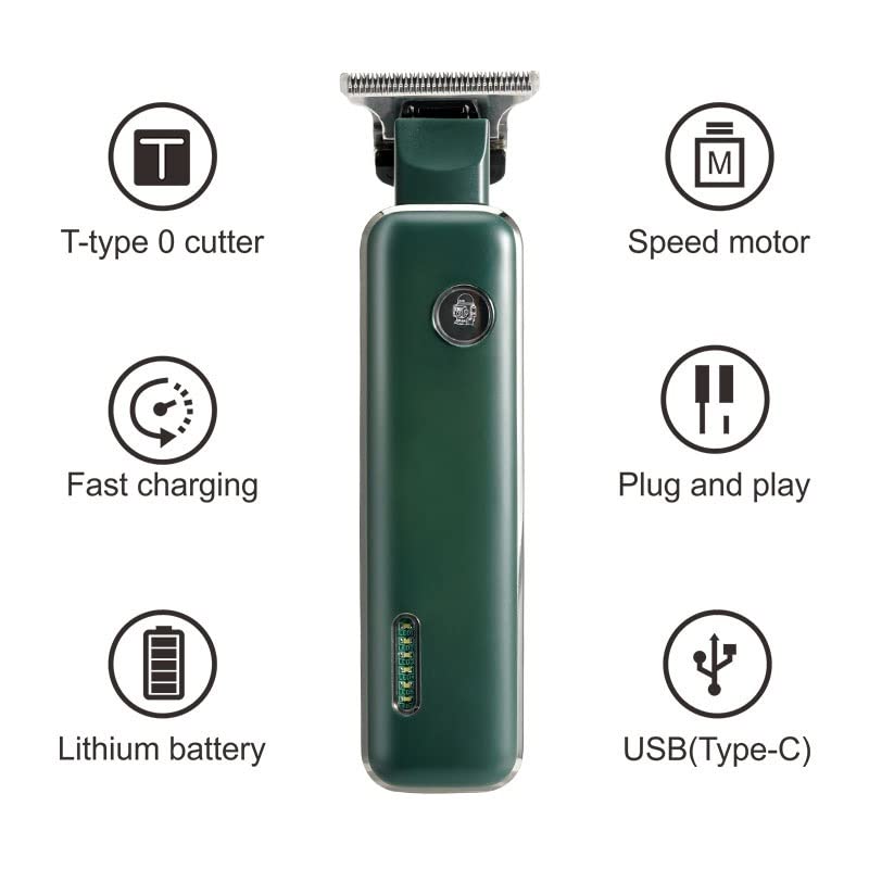 GLESVOWIO Pro Hair Clipper T Blade Trimmer Zero Gapped Trimmers 0mm Baldhead Hair Clippers for Men USB Rechargeable Clippers for Hair Cutting Machine Beauty and Personal Care GLESVOWIO
