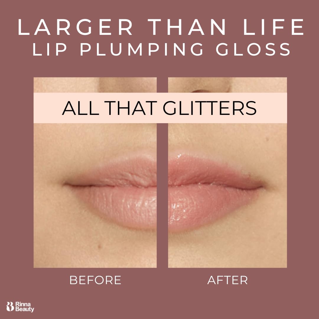 Rinna Beauty Lip Plumping Gloss - All That Glitters - Helps Boost Collagen, Increases Lip Volume, Elastin Production - Vegan, Cruelty-Free - 1 each Beauty & Personal Care Rinna Beauty