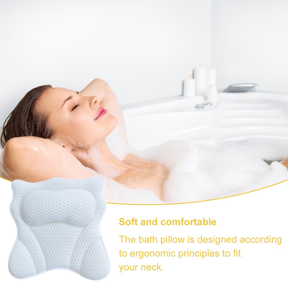 Bath Pillow,Ergonomic Bathtub Pillows for Tub Neck and Back Support,with 6 Powerful Suction Cups,Provide Shoulder and Back Support,Bath Accessory,Fits Beauty and Personal Care Saycker