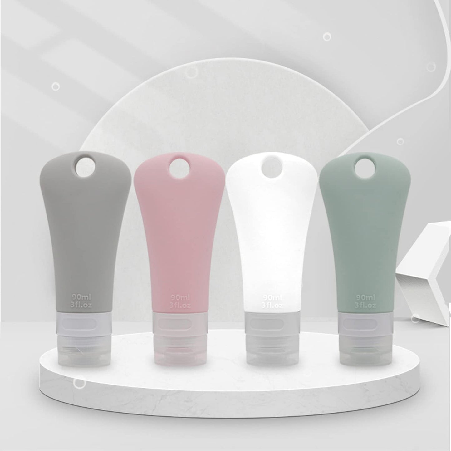 BetterJonny 4 Pcs Silicone Travel Bottles Set, Leak Proof Squeezable Tubes Set with Keychain and EVA Bag - Refillable Travel Accessories for Shampoo Beauty & Personal Care BetterJonny