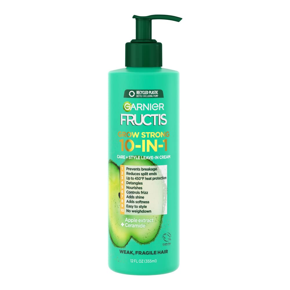 Garnier, Fructis Grow Strong 10-in-1 Care and Styling Leave In Cream, 12 Fl Oz