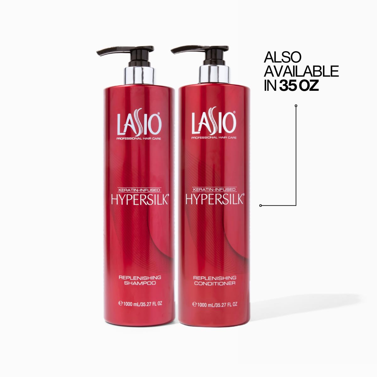 Lasio Replenishing Shampoo and Hair Conditioner Set with Amber Extract, Keratin & Jojoba Oil - Nourishing, Repairing, and Hydrating Formula for Soft Beauty & Personal Care Lasio