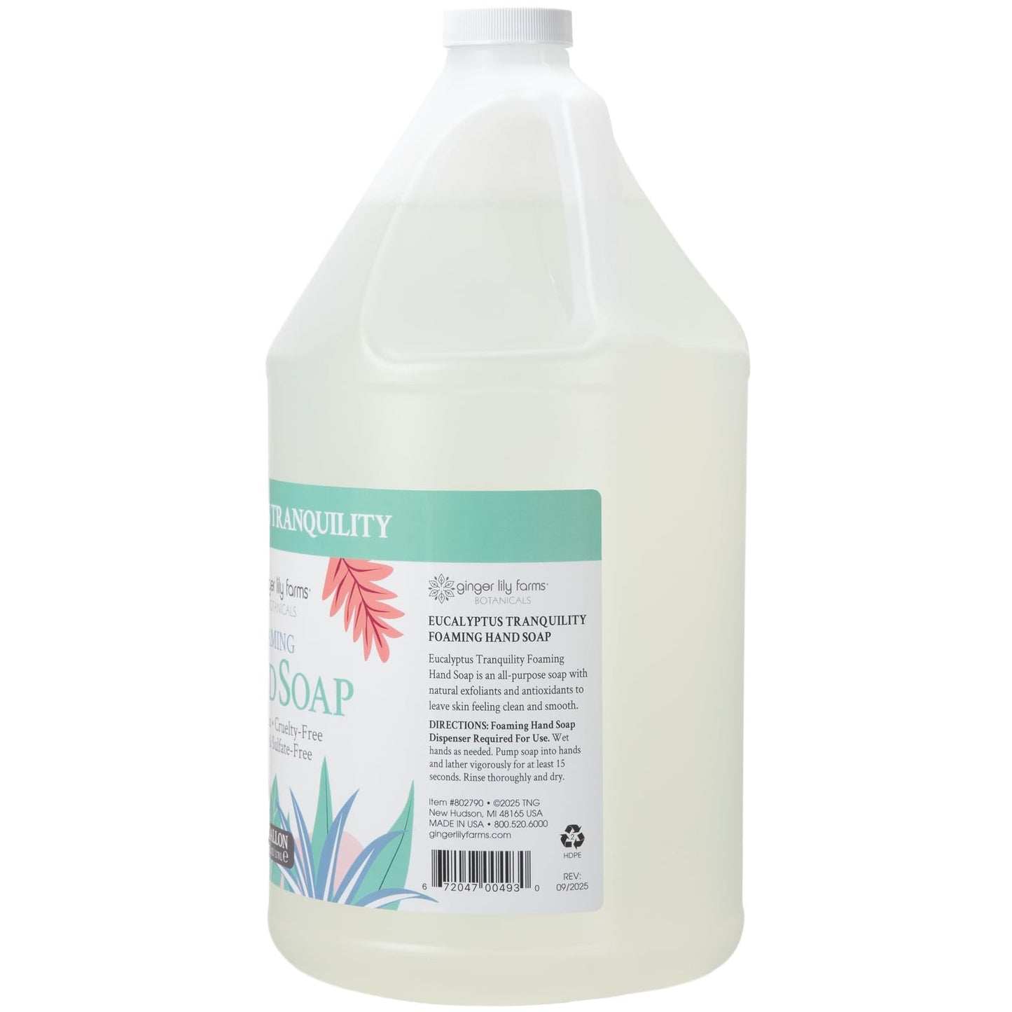 Ginger Lily Farms Botanicals All-Purpose Foaming Hand Soap Refill, 100% Vegan & Cruelty-Free, Eucalyptus Tranquility Scent, 1 Gallon (128 fl oz) Beauty & Personal Care Ginger Lily Farms