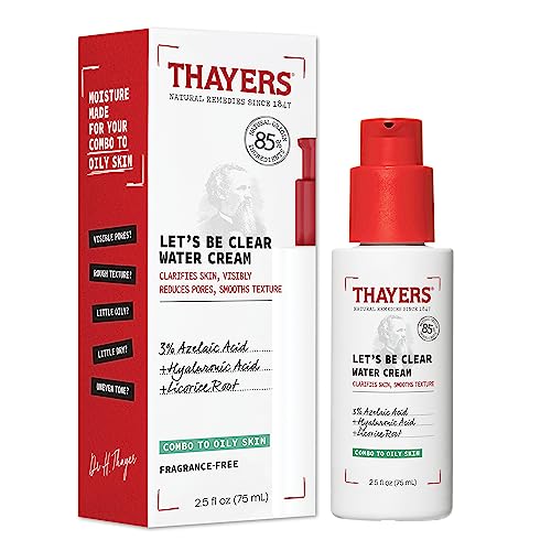 THAYERS Let's Be Clear Water Face Cream, Moisturizer with Azelaic Acid and Hyaluronic Acid, Skin Care for Combination to Oily Skin, 2.5 Oz Beauty & Personal Care THAYERS