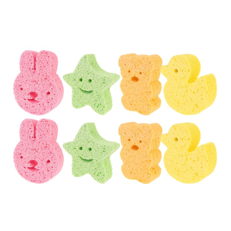 SHERCHPRY 8pcs Cartoon Animal Bath Sponge Newborns Soft Exfoliating Body Scrubber for Gentle Cleaning Bathing for Sensitive Includes Duck Bear Rabbit Beauty and Personal Care SHERCHPRY