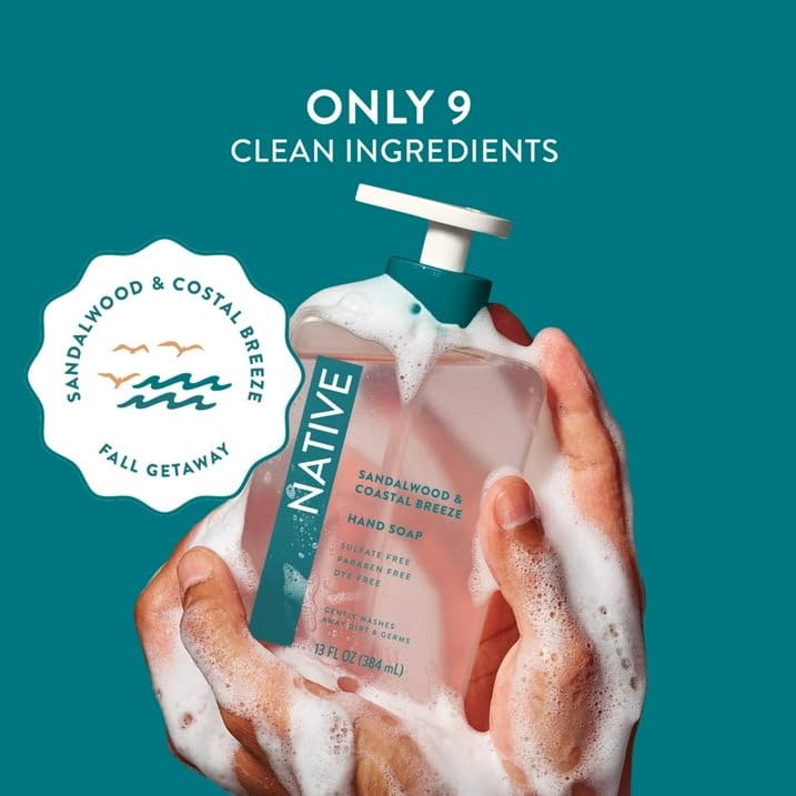 Native Sandalwood & Coastal Breeze Liquid Hand Soap 13 fl oz with Travolle Dispenser Pump Beauty & Personal Care Native