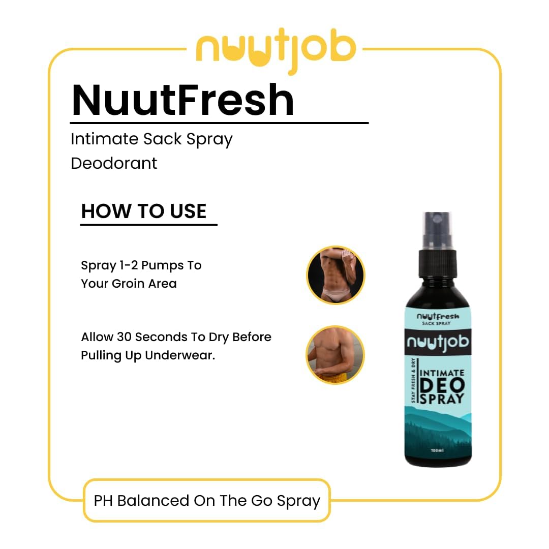 NUUT Fresh Men Intimate Deo Spray 100Ml Men Hygiene Product Sack Spray With Tea Tree, Witch Hazel Extract, Green Tea Extract. Absorbs Moisture Beauty & Personal Care NUUT