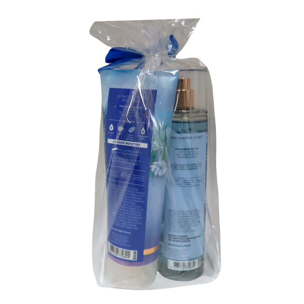 Bath & Body Works DENIM & DAISIES Mist & Body Cream 2-piece Gift Set with a Blue Bow for Holidays & Gifts Beauty and Personal Care Bath & Body Works