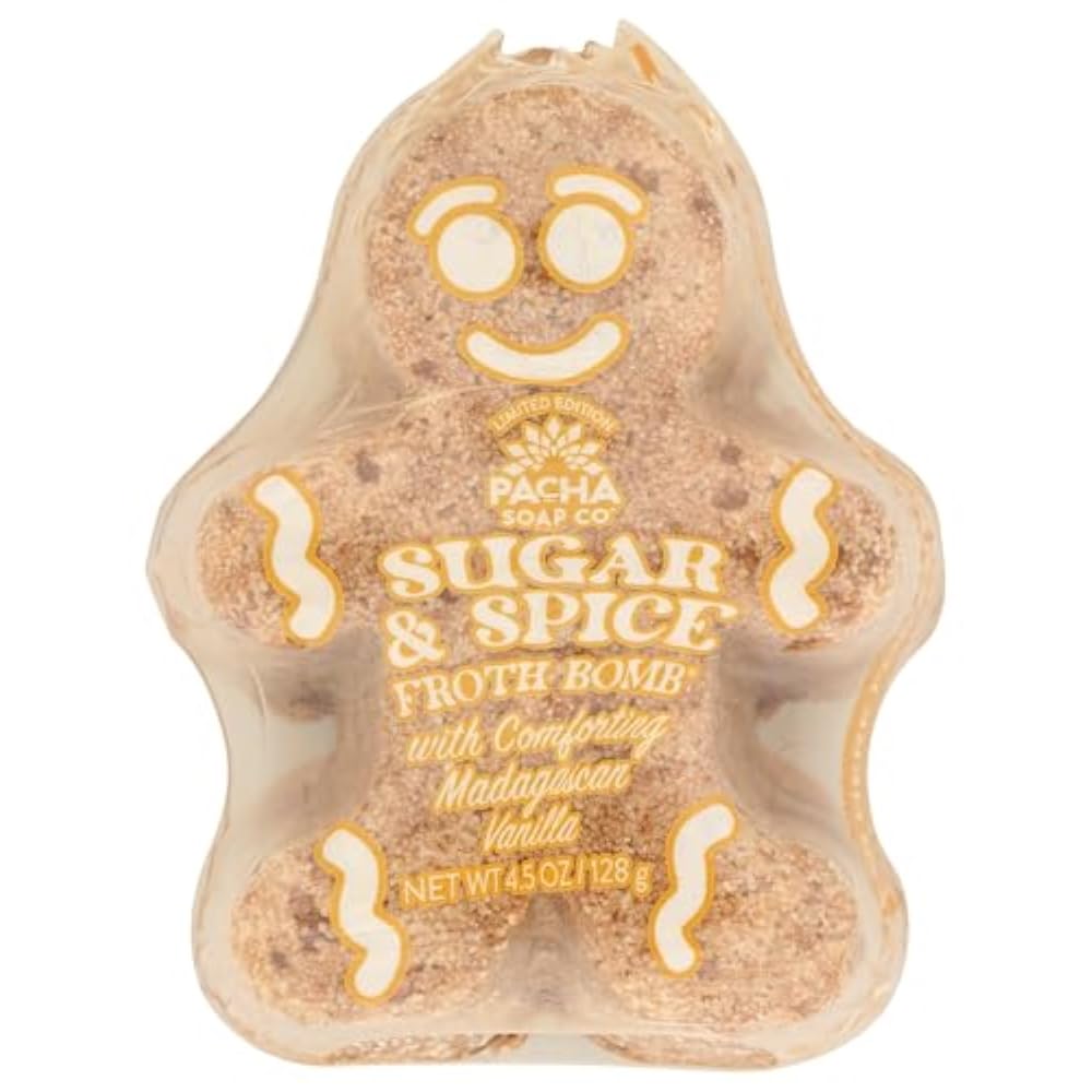 Pacha Soap Sugar & Spice Gingerbread Man Froth Bomb, 4.5 OZ Beauty & Personal Care Pacha Soap Co
