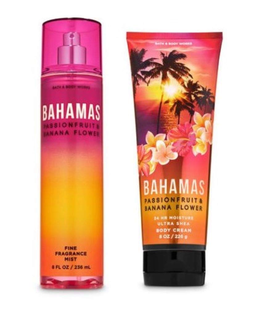 Bath and Body Works - Bahamas Passionfruit & Banana Flower - Fine Fragrance Mist and Ultra Shea Body Cream - Full Size -2020 Beauty & Personal Care Bath & Body Works