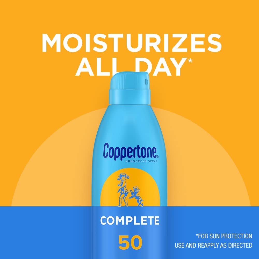 Coppertone Complete Sunscreen Spray SPF 50, Spray Sunscreen for Body, Lightweight, Water Resistant, 5.5 Oz, Pack of 3 Beauty & Personal Care Coppertone