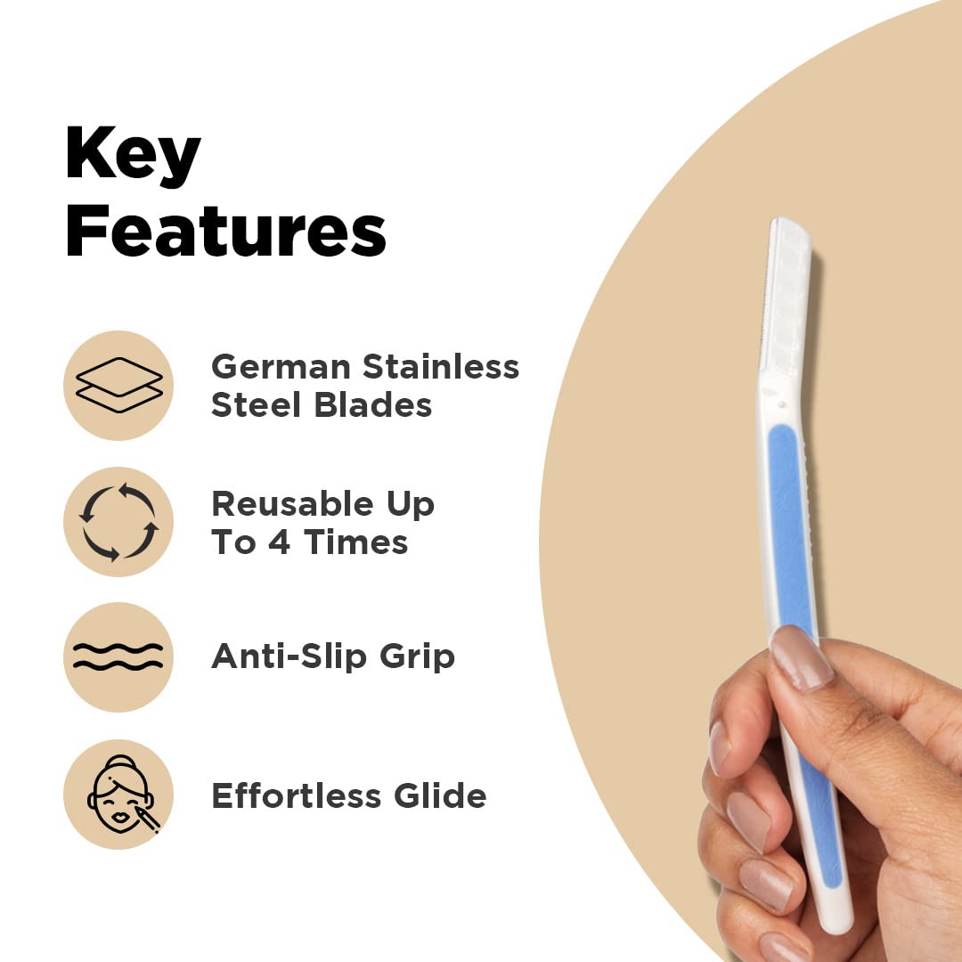 FURR Reusable Facial Razor for Women, German Blades - Pack of 3 - For Eyebrows, Upper Lip, Forehead, Chin & Sideburns - Includes Storage Sleeve Beauty and Personal Care FURR By Pee Safe
