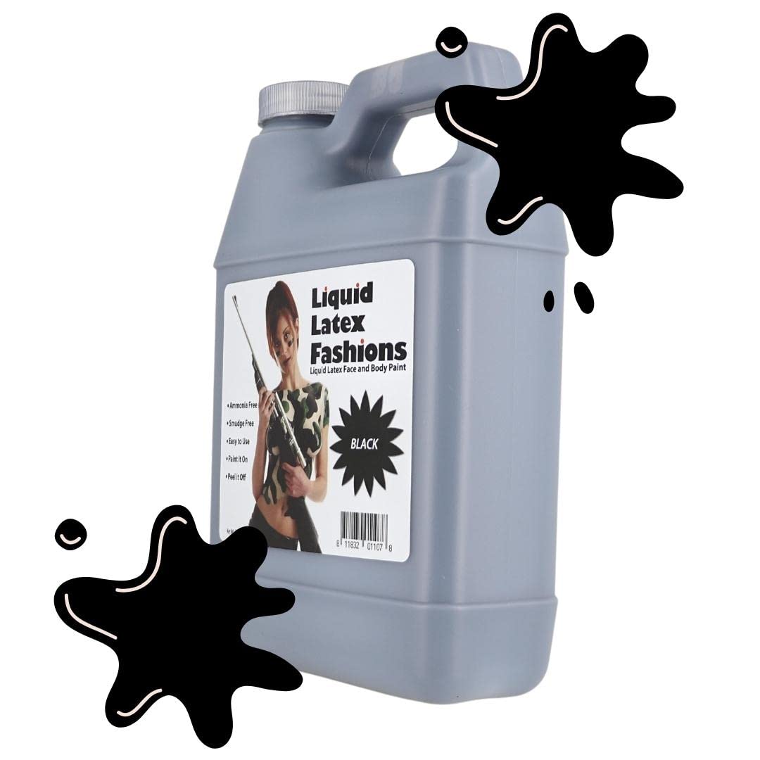 Black 32 Oz - Liquid Latex Body Paint, Ammonia Free No Odor, Easy On and Off, Cosplay Makeup, Creates Professional Monster, Zombie Arts Beauty & Personal Care Liquid Latex Fashions