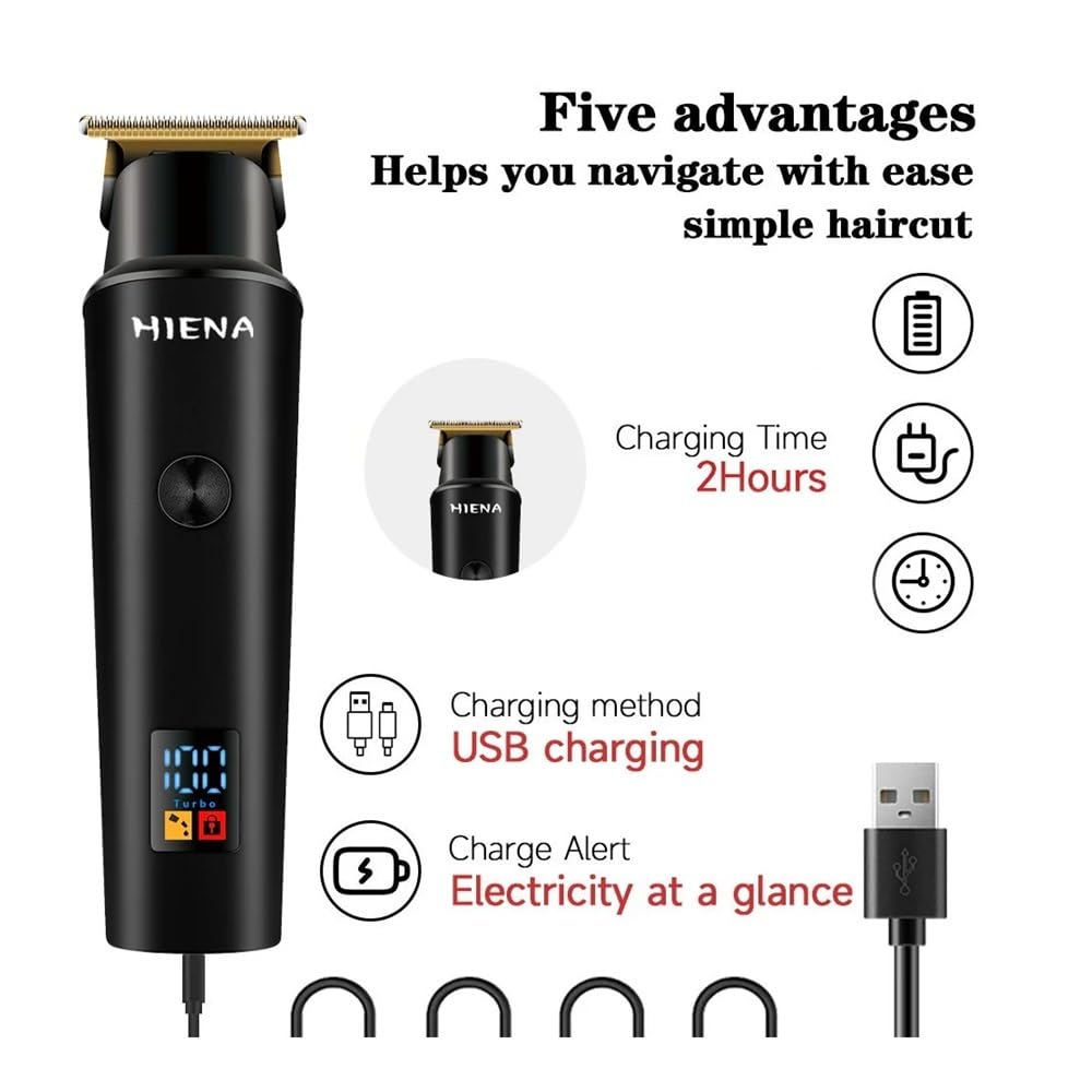 EWKYLSEM Razors HIENA Professional Cordless use Clipper, USB Charging Trimmer, Sharp Stainless Steel Knife Head, Easy for Home use(HYN-009black) Beauty and Personal Care EWKYLSEM