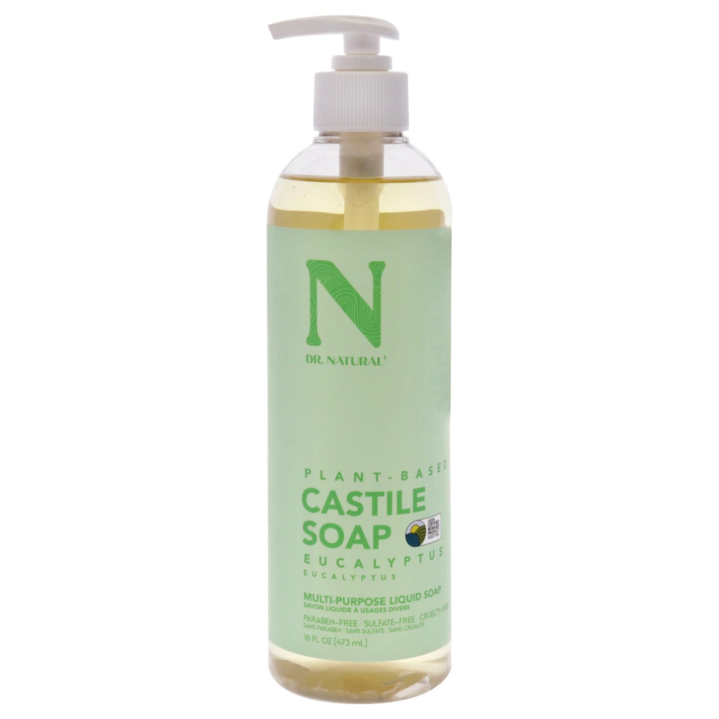 Dr. Natural Castile Liquid Soap - Multi-Use Body Wash, Shampoo and Face Wash - Hydrating Body Soap for Skin, Hair, Pets and Home - Eucalyptus - 16 oz Beauty & Personal Care Dr. Natural