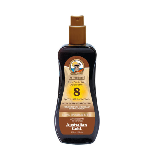 Australian Gold Spray Gel Sunscreen with Instant Bronzer SPF 8, 8 Ounce | Moisturize & Hydrate Skin | Broad Spectrum | Water Resistant Beauty & Personal Care Australian Gold