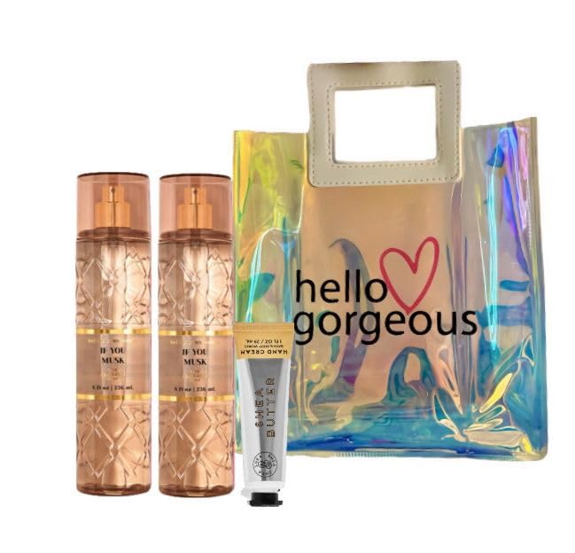 White Barn - Bath & Body Works - Gift Set 3 Piece Bundle - with Gift Bag Hello Gorgeous (If You Musk) Beauty and Personal Care White Barn