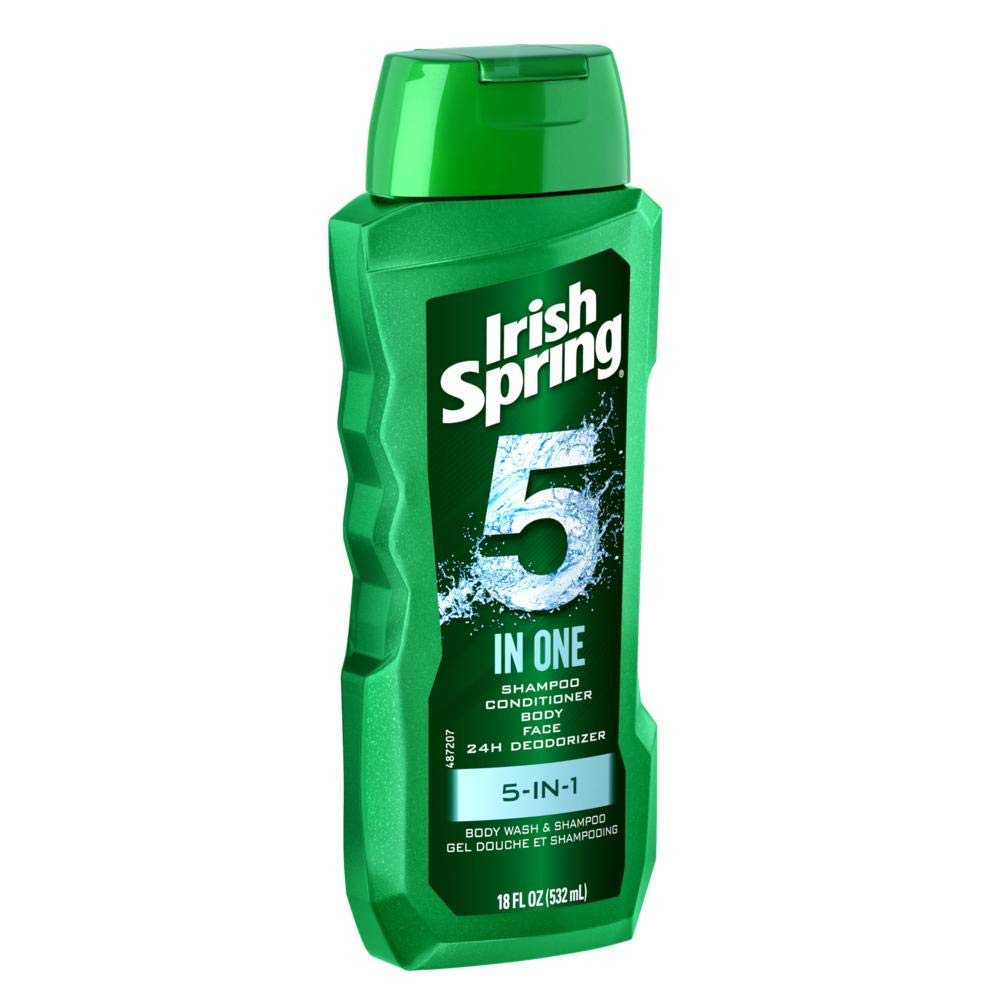 Irish Spring Body Wash & Shampoo - 5 in 1 - Net Wt. 18 FL OZ (532 mL) Per Bottle - Pack of 3 Bottles Beauty & Personal Care Irish Spring