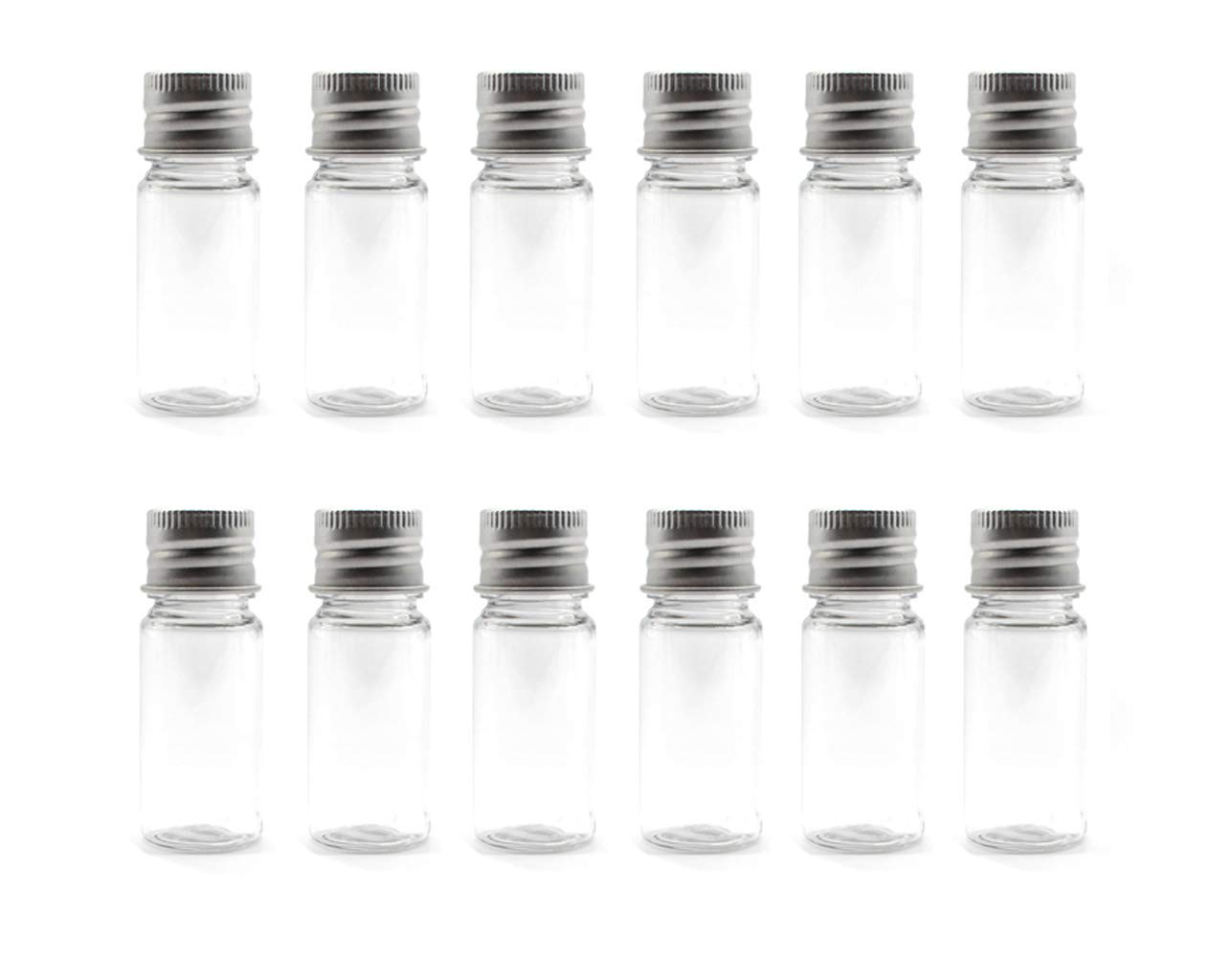 12Pcs 10ml/20ml Empty Refillable Clear Plastic Bottle with Aluminum Screw Cap Travel Small Container (10 ML) Beauty & Personal Care ASTRQLE
