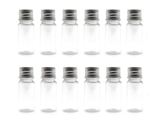 12Pcs 10ml/20ml Empty Refillable Clear Plastic Bottle with Aluminum Screw Cap Travel Small Container (10 ML) Beauty & Personal Care ASTRQLE