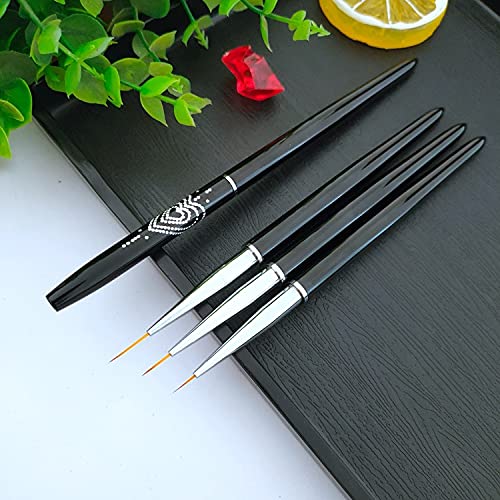 FULINJOY Nail Art Liner Brushes, 7mm/9mm/11mm UV Gel Painting Nail Art Design Brush Metal Handle Nail Drawing Pens (3PCS, Black) Beauty & Personal Care FULINJOY