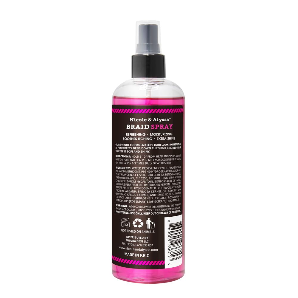 Nicole & Alyssa Braid Spray 9.5oz - for BOHO, Box & Knotless Braids, Crochet Hair Styles, Twists, Locs & Cornrows - Refreshing Moisturizing Braid Beauty & Personal Care Nicole & Alyssa