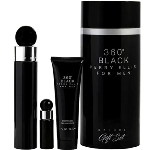 360 Black by Perry Ellis for Women - 3 Pc Gift Set 3.4oz EDP Spray, 0.25 EDP Spray (Mini), 3oz Shower Gel Beauty & Personal Care Perry Ellis