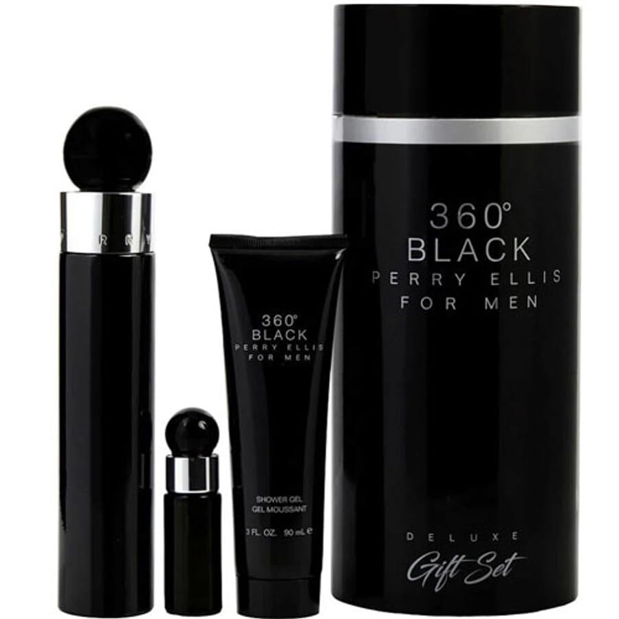 360 Black by Perry Ellis for Women - 3 Pc Gift Set 3.4oz EDP Spray, 0.25 EDP Spray (Mini), 3oz Shower Gel Beauty & Personal Care Perry Ellis