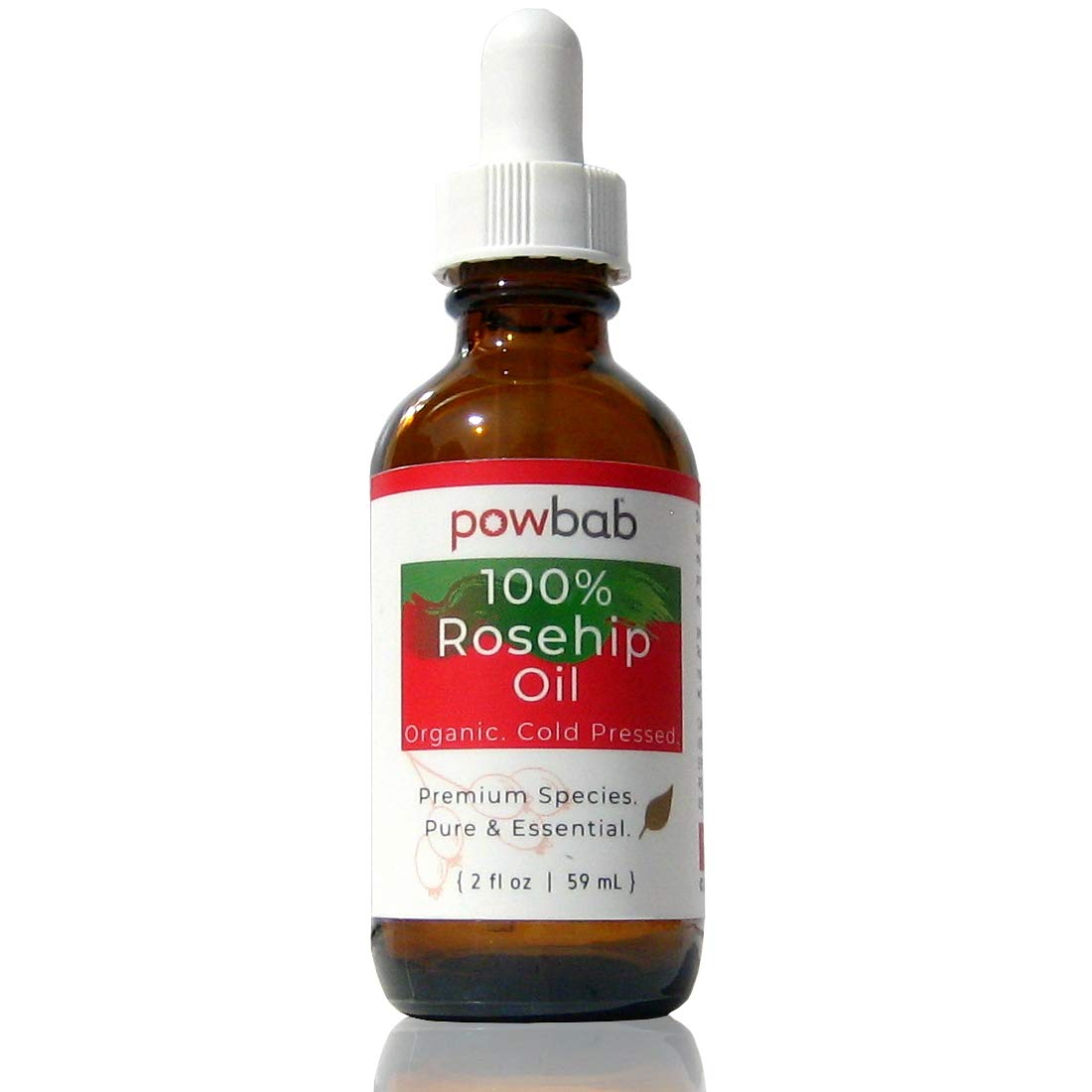 powbab 100% Rosehip Oil - Organic, Cold Pressed from Premium Rosa Rubiginosa Rosehip Seed. Face and Body Oil for Skin, Hair, Nail Repair. Raw Pure E Beauty & Personal Care powbab