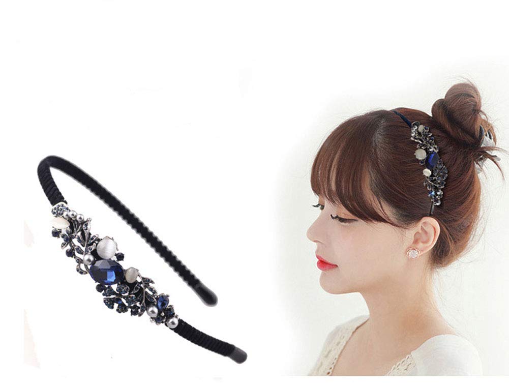 2PCS Women Lady Crystal Headband With Flower Beaded Metal Hard Headpiece Beauty & Personal Care Suoirblss